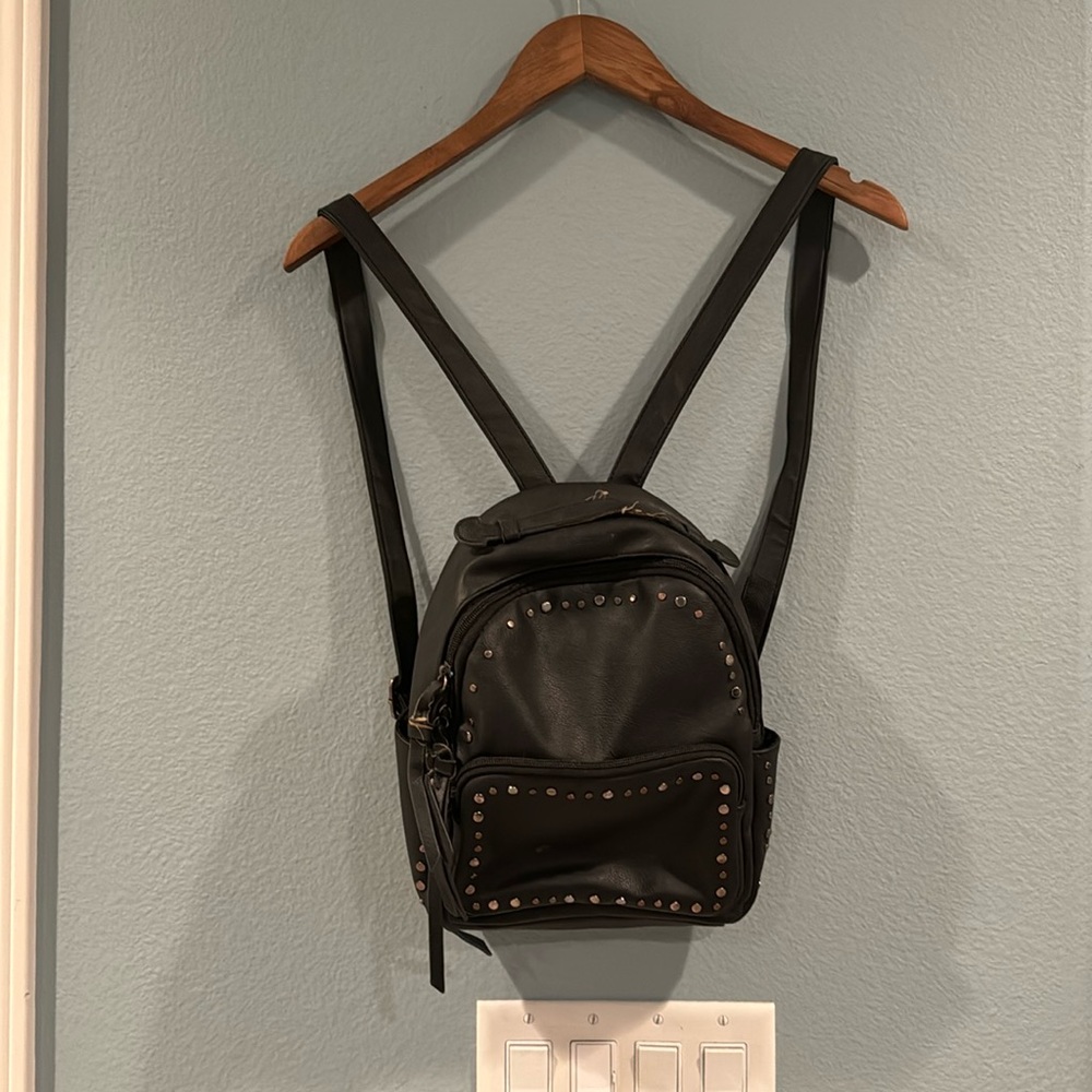 Black Pleather Studded Backpack - image 1